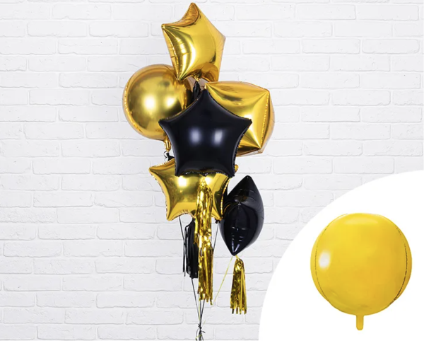 XL Folienballon Orbz - Goldene Kugel - 38cm x 40cm